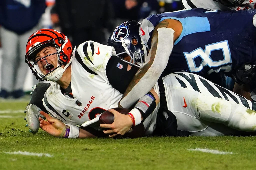 Joe Burrow gets sacked by the Titans