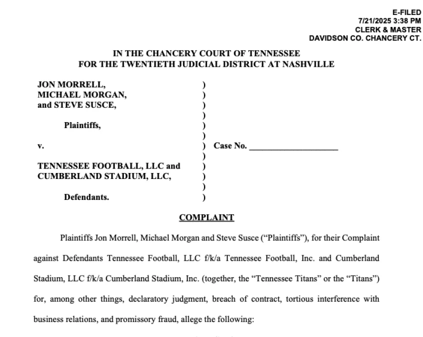 Lawsuit vs. Titans
